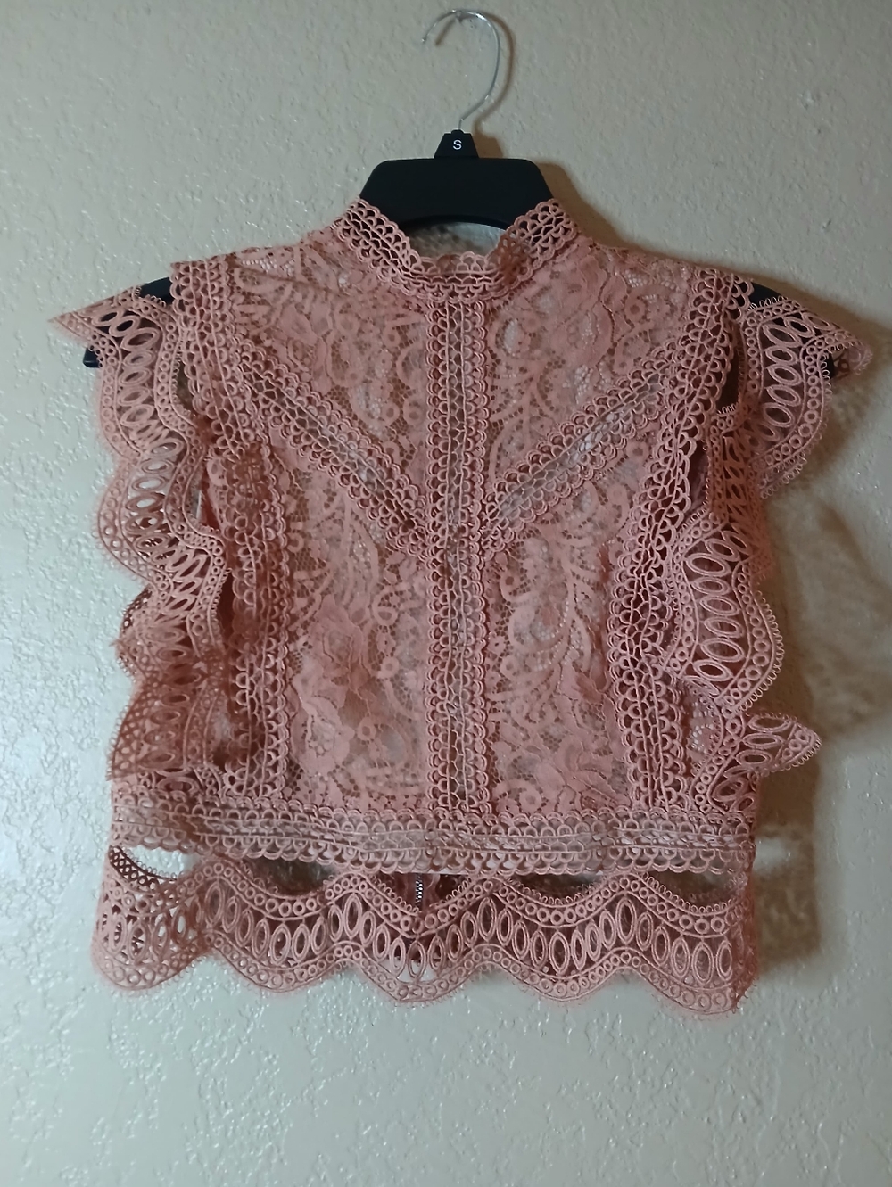 SAINTS + SECRETS Mauve Pink Victorian Lace Top High Neck Size Small - Picture 2 of 6
